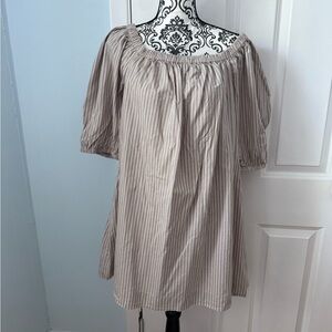 Striped Beige & White Dress